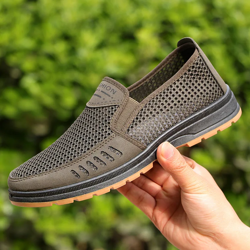 Mesh Anti Slip Flat Shoes 2024 New Men\'s Comfortable Breathable Casual Shoes Men Outdoor Walking Shoes Slip on Loafer