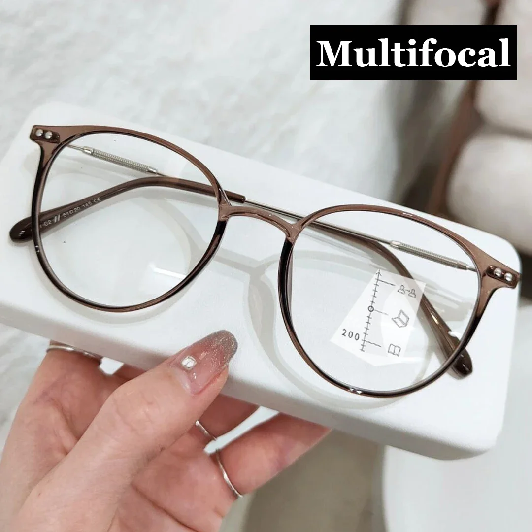 Óculos de leitura multifocais inteligentes, luz azul Vintage bloqueio, prescrição, presbiopia óculos, terminou perto longe Eyewear