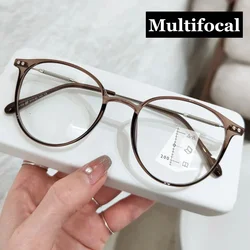 Gafas de lectura multifocales inteligentes, anteojos con bloqueo de luz azul Vintage, graduadas para presbicia, terminadas cerca de lejos