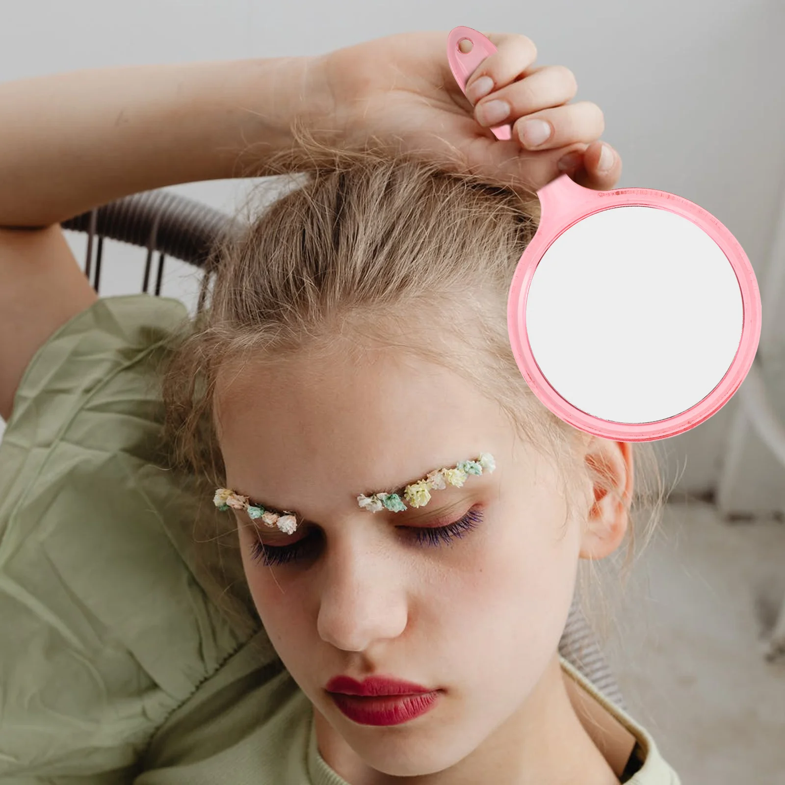3 قطع مرآة مكياج محمولة باليد مكبرة مزدوجة الجوانب مطلية بالفضة عاكسة للسفر مرآة مدمجة لفتاة الغرور #2
