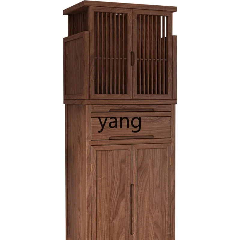 

CX New Chinese Black Walnut Standing Cabinet with Door Double Shrine