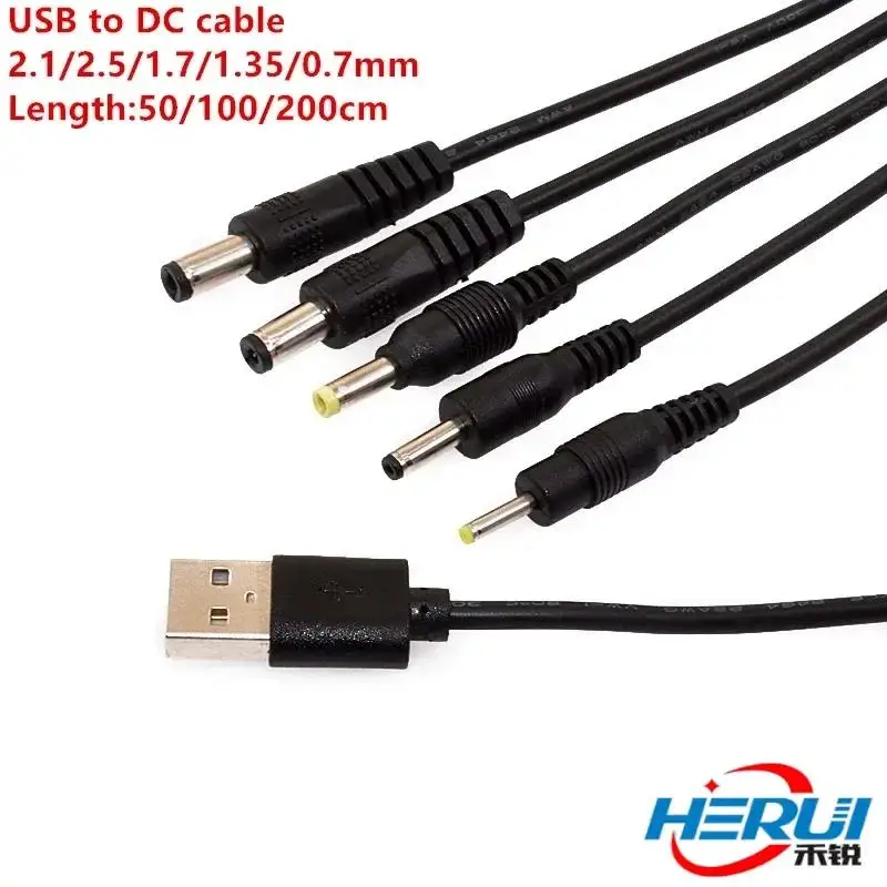 

1Pcs 0.5M USB Male to 5.5 MM X 2.1MM 5.5*2.5 Barrel Jack Power Cable AC Plug Transfer Connector Charger Interface Converter