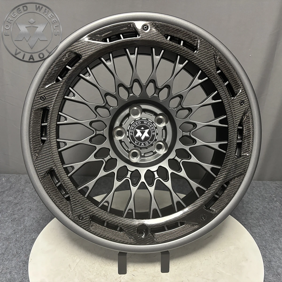 Viaol Customized 16-24 Inch Grey Forged Alloy Wheels Carbon Fiber Ring 5*120 5*112 Gold Aluminium for 911 Macan RS6 S63 G80 S60