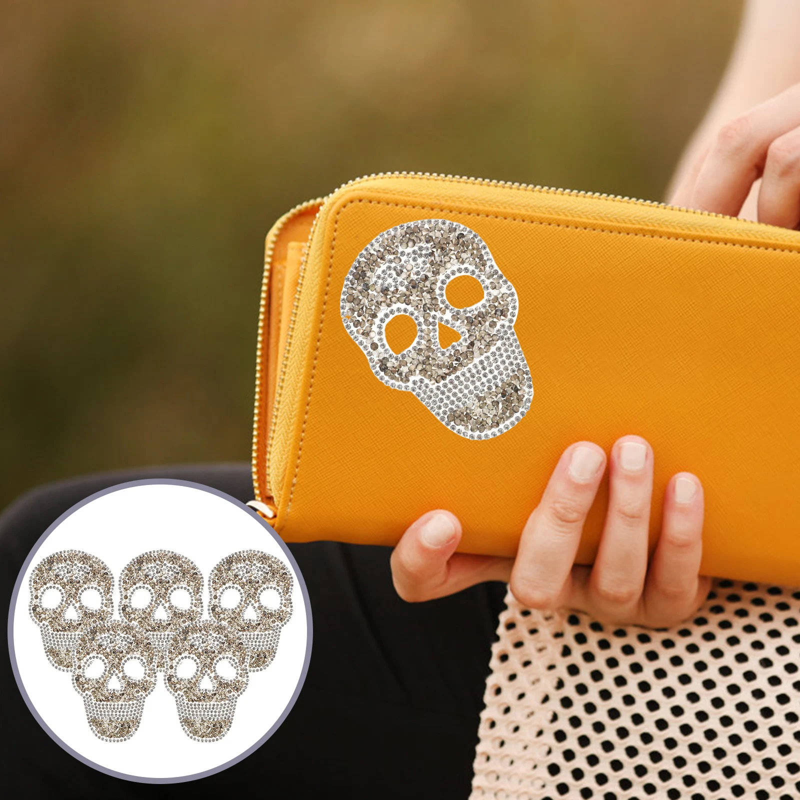 

5 Pcs Manual Hot Drill Patch Miss Rhinestone Patches Resin Skull for Clothes Sew