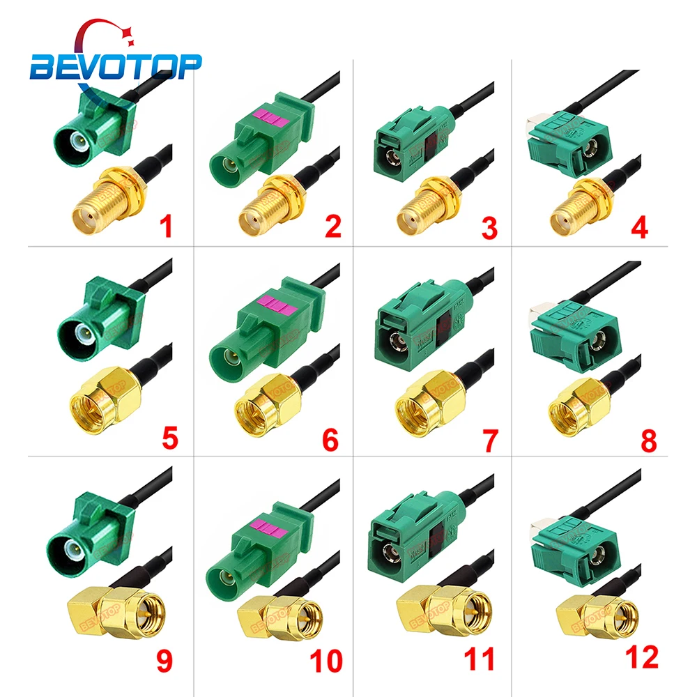 10PCS/LOT Wholesales Fakra E to SMA Male / Female RG174 Extension Cable Fakra Wire Harness BEVOTOP Custom-made 10CM~20M