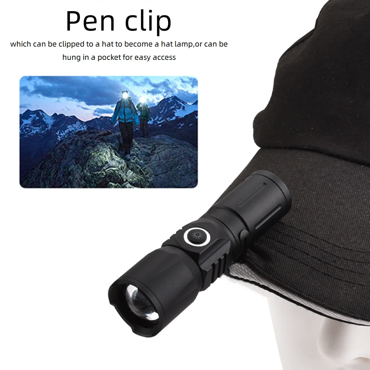 Linterna táctica LED recargable USB con zoom de bolsillo - imagen 2