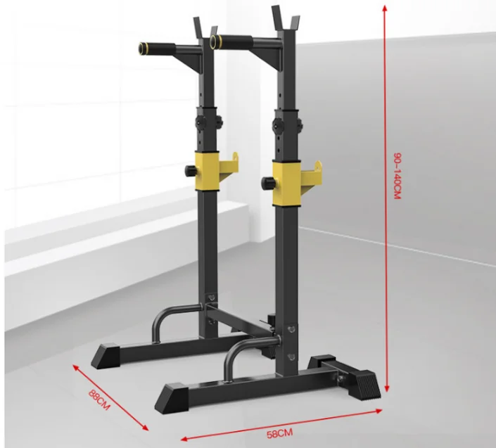 Prensa de banco de agachamento multifuncional para fitness doméstico, máquina de cama de peso, rack de barra, equipamento de suporte, barras paralelas simples