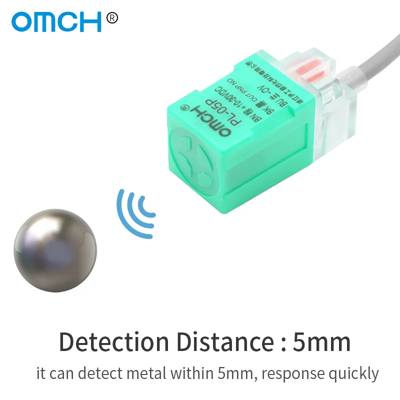 OMCH PNP Type Inductive Proximity Sensor Square Approach Switch Detector Bed Leveing Probe Detection Distance 5/8mm