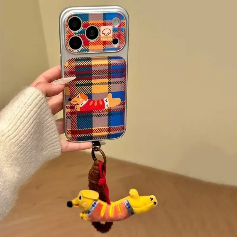 

Милый чехол для телефона с 3D вышивкой таксы и щенка для iPhone 17, Air 16, 15, 14, 13, 12, 11 Pro Max, противоударная задняя крышка с милой собакой