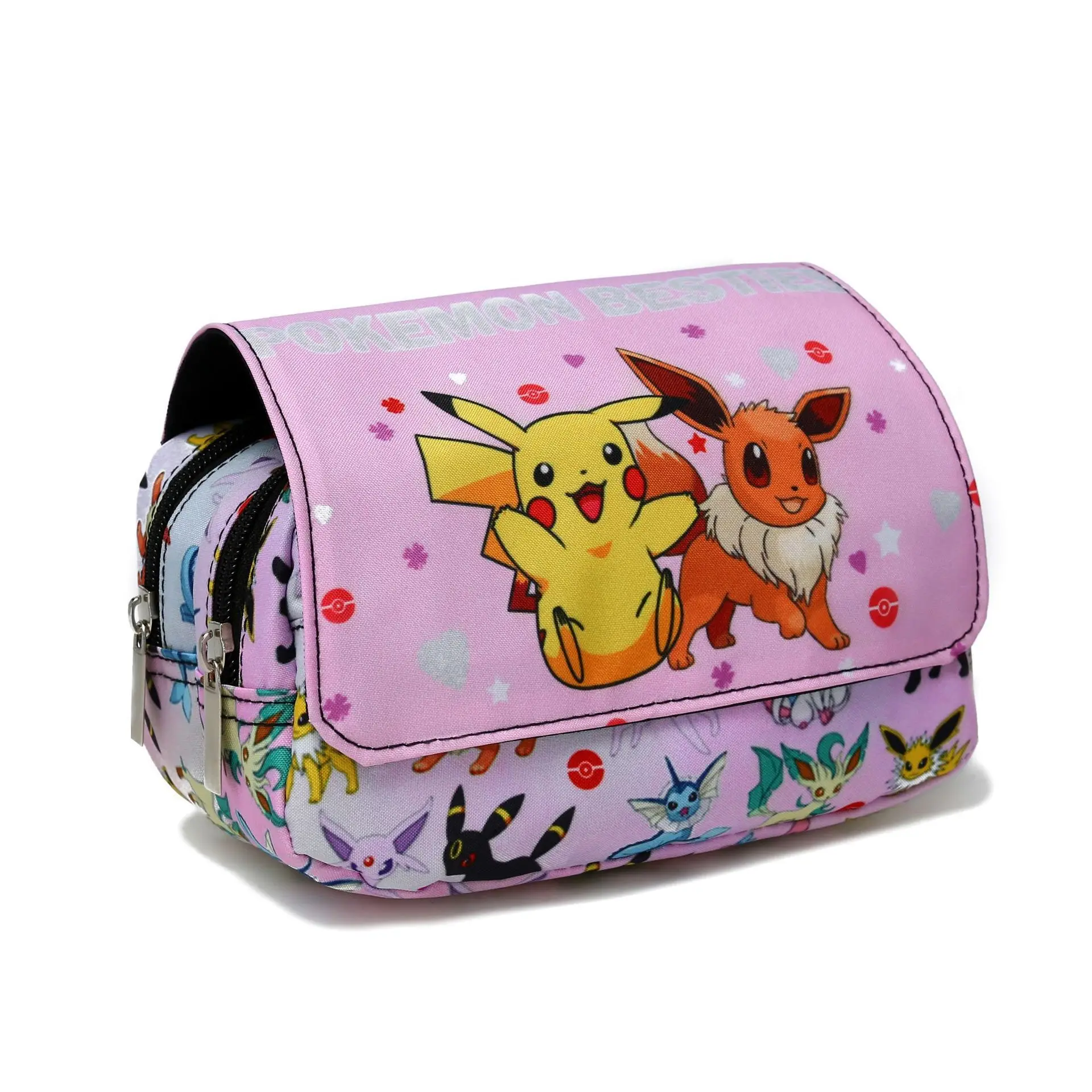 Pokemon Cartoon Large Capacity Pencil Case Pikachu Pen Bag Fully Printed Flap Stationery Box Cute Anime Bags Students Supply image 6