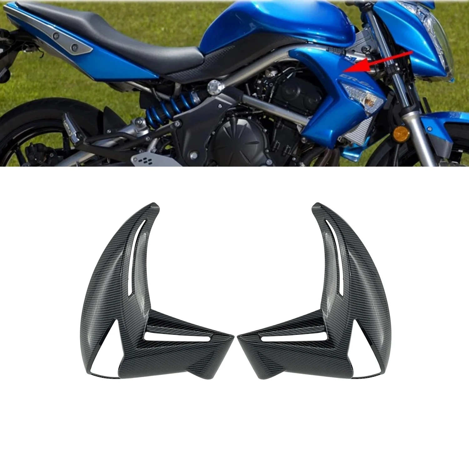 

Боковая крышка радиатора из углеродного волокна, обтекатель для KAWASAKI ER 6N ER-6N ER6N 2009 2010 2011