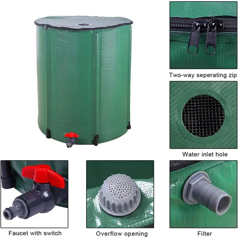 Water Collection BucketRain Barrel With Filter Water Storage Tank Large Capacity Garden Container Foldable Rain Collection Tank