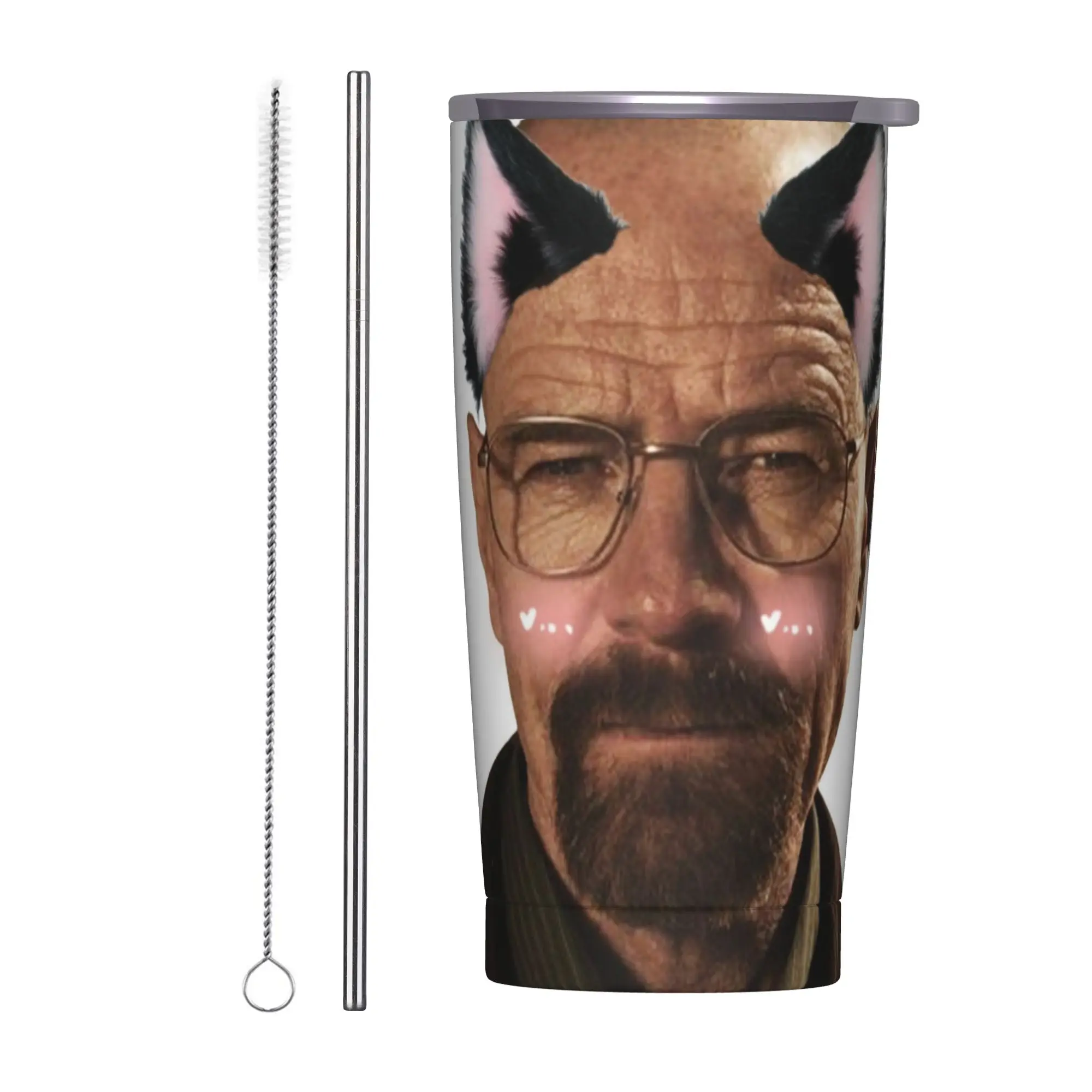 Walter White Breaking Bad Tumbler Vacuum Insulated  Coffee Cups Stainless Steel Outdoor Mugs Spill Proof, 20oz
