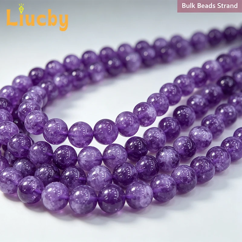 Natürliche lila Amethyst runde lose Perlen Kristallstein-Abstandsperlen für DIY Armband Halskette Ohrring handgemachter Schmuckzubehör – Detail 5