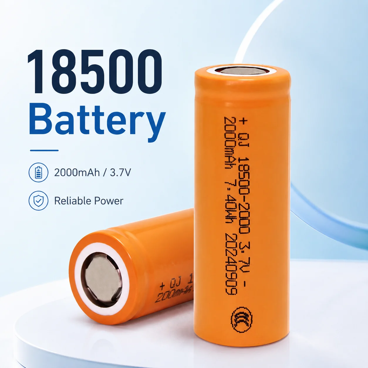 3.7V 2000mAh 18500 Rechargeable Lithium Battery High Capacity Cell for Toys Speaker Water Flosser Oxygen Machine LED Light Use
