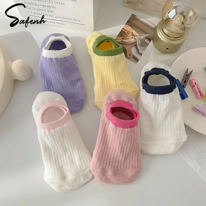 Women Summer Thin Candy Color Boat Socks Sweet Girl Color Matching Versatile Casual Breathable Socks Sock Slippers Low Cut Socks