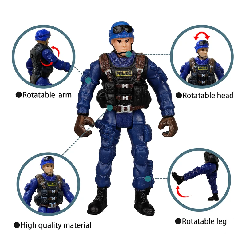 4PC 1/18 Figurki akcji Armia Policja Mężczyźni Zabawka Żołnierz Wojskowy Siły Specjalne Elitarny Zespół SWAT Strażak Elastyczny Prezent dla chłopca strażaka