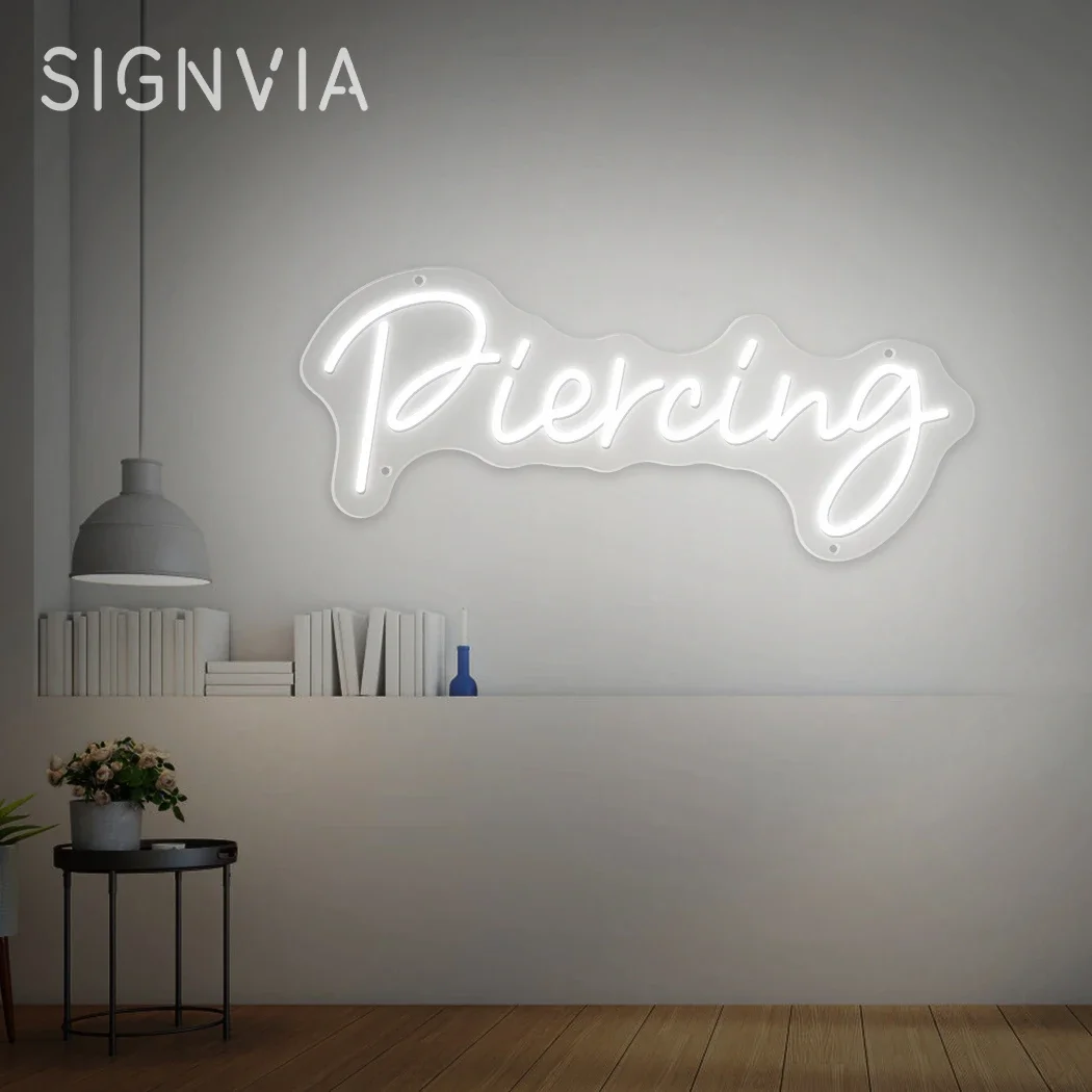 Piercing LED Neon Sign USB Powered Wall Mounted for Tattoo Studios Beauty Shops Body Piercing Business Stores Beauty SPA Lights