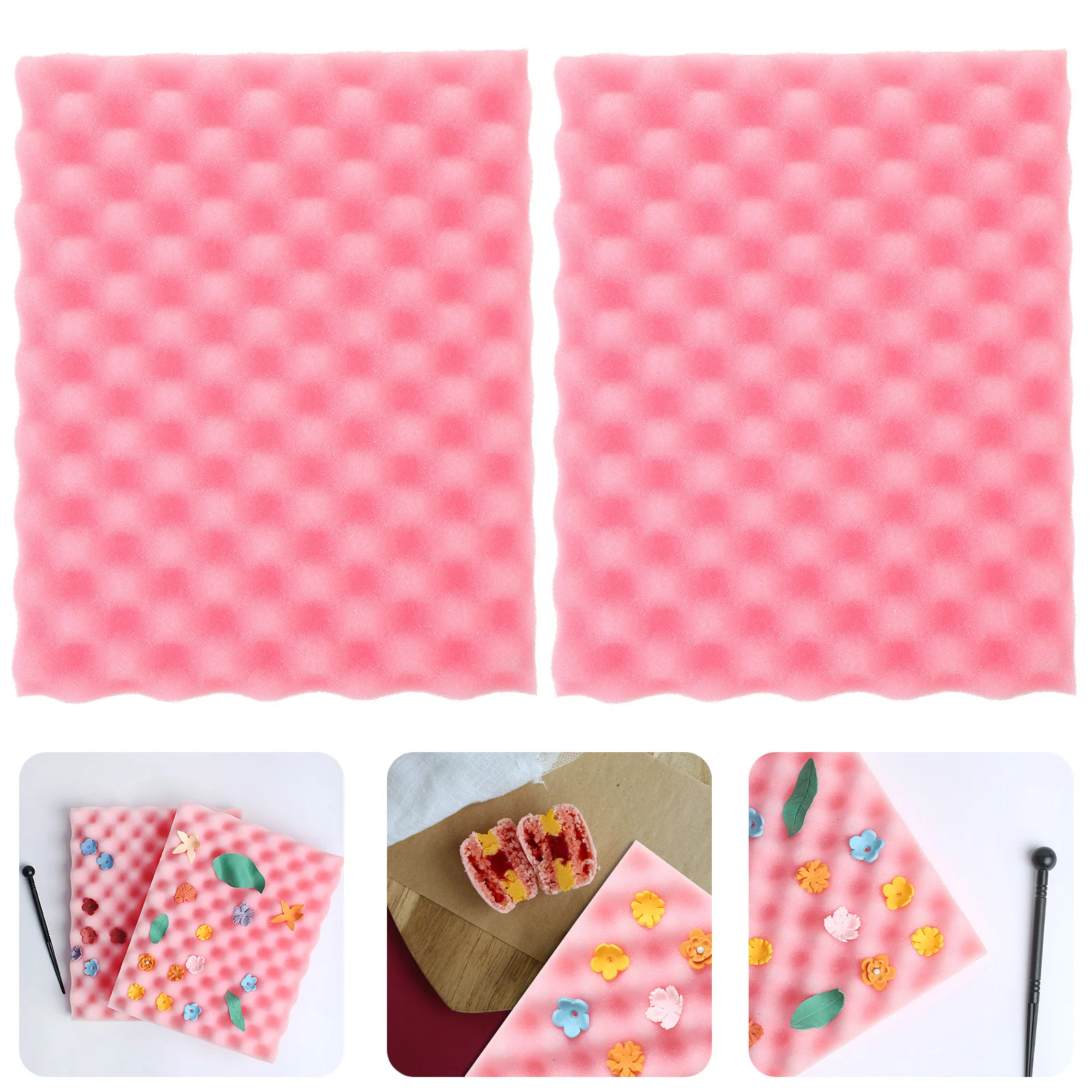 

Cake Flower Sponge 2PCS Soft Foam Drying Pad Fondant Tool Kit Baking Decoration Mat Reusable Mold for Sugarcraft