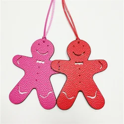 2022 Creative Gingerbread Man Xmas Cute Bear Shape PU Leather Christmas Decorations Christma Gift Kids Toys Bag Pendants