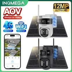 INQMEGA 4G/WiFi AOV 24/7 Recording 12MP Solar Camera Dual Lenses PIR Night Vision CCTV Outdoor Security Protection Auto Tracking