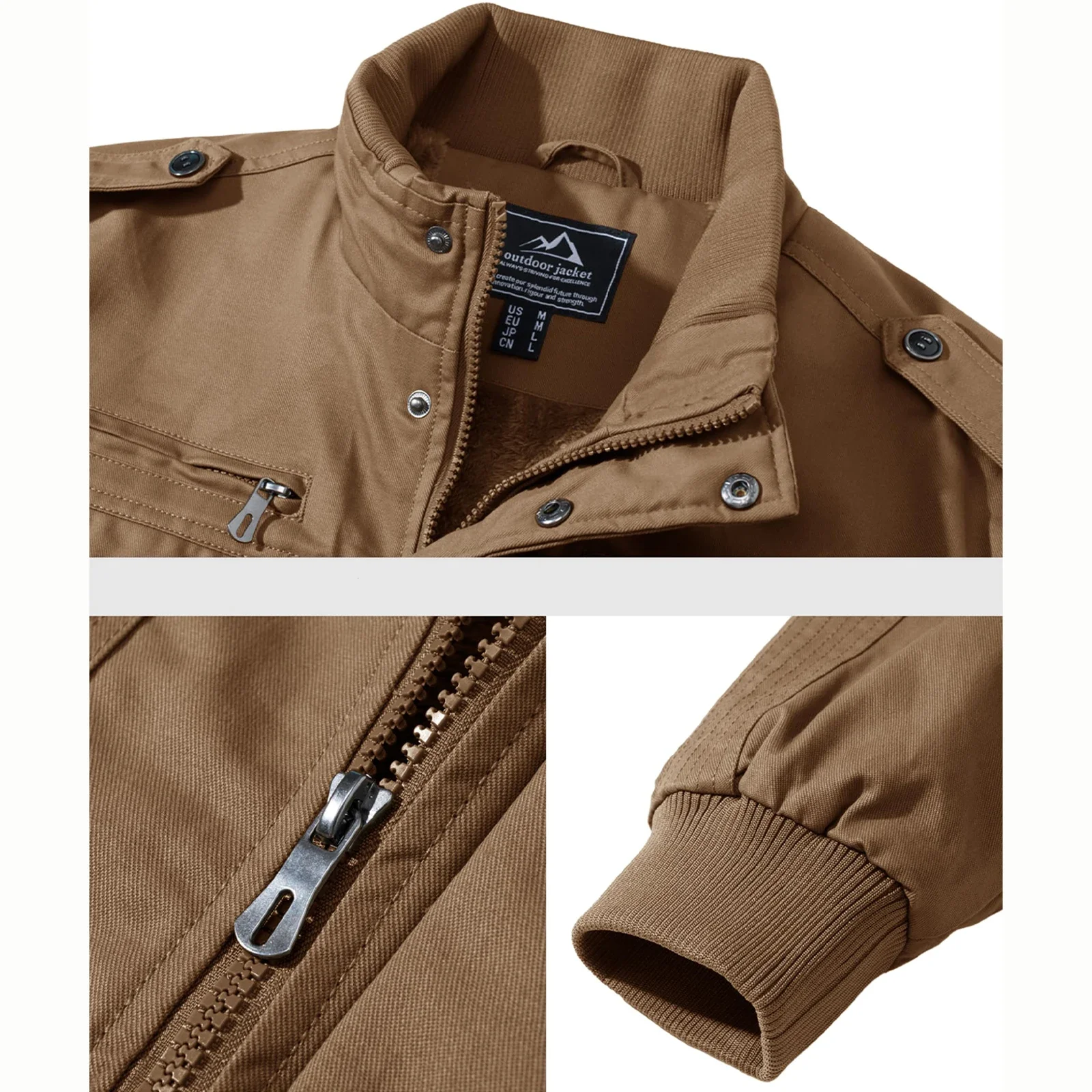 Chaquetas de forro polar para hombre, cortavientos, abrigos de otoño e invierno, chaqueta térmica con múltiples bolsillos, chaqueta de moto con cuello alto.