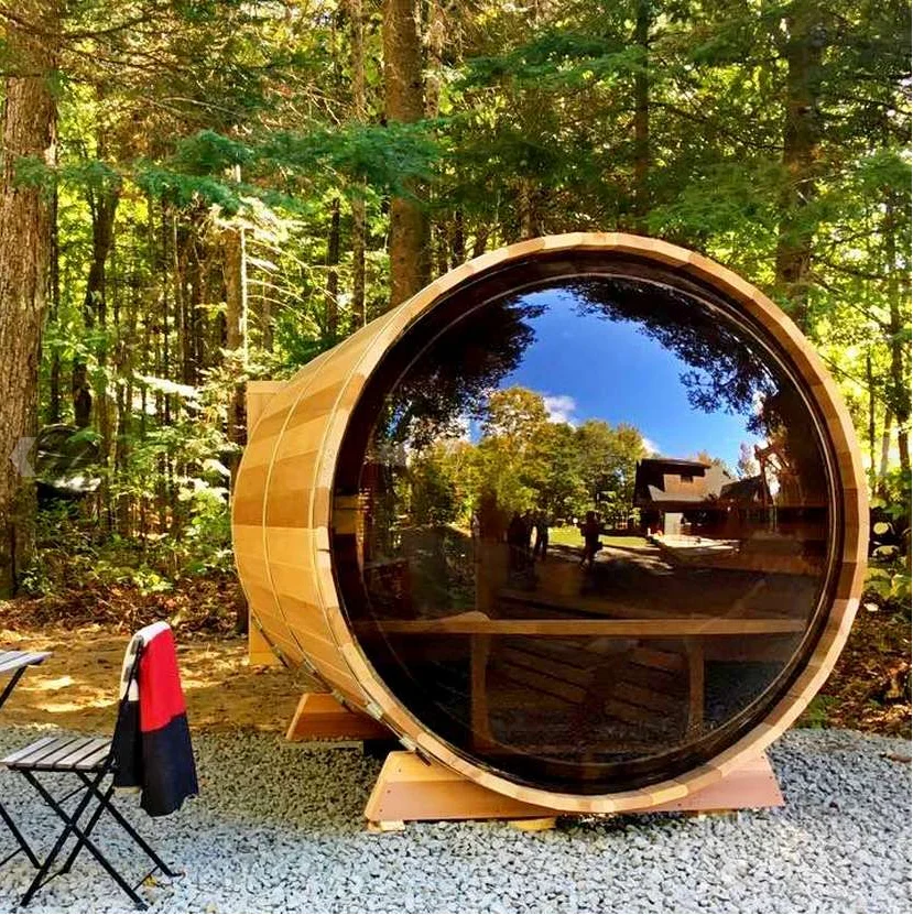 Smartmak Cedar Barrel Sauna Red Cedar Sauna Outdoor Barrel 8 Person