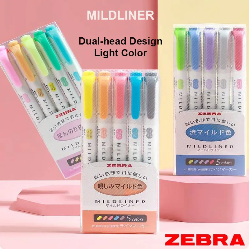 

Набор маркеров ZEBRA WKT7 Mildliner, 5 шт., тонкий и скошенный наконечник, мягкие цвета, для выделения ключевых моментов, граффити, учебные принадлежности