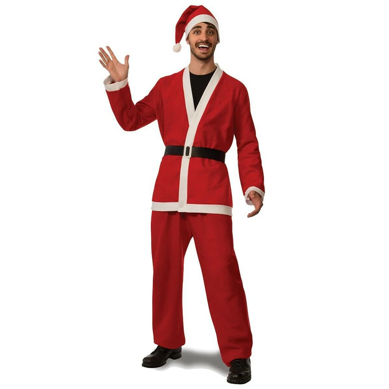 Santa claus cosplay conjunto de fantasia, chapéu vermelho, natal, ano novo, carnaval, desempenho, desempenho, vermelho