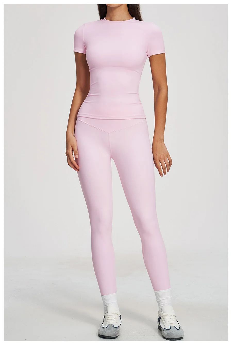 Yoga-Set 2-teilig Sportbekleidung Fitnesskleidung Yoga-Anzüge Damen Fitness-Set Trainingsanzüge Sport Langarm Crop Top Gym High Waist Leggings – Detail 5