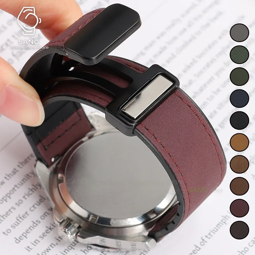 20mm 22mm Universal Leather Silicone Straps for Samsung Galaxy Watch 4 5 6 7 40mm/44mm Magnetic Bands for Omega Sport Watchbands