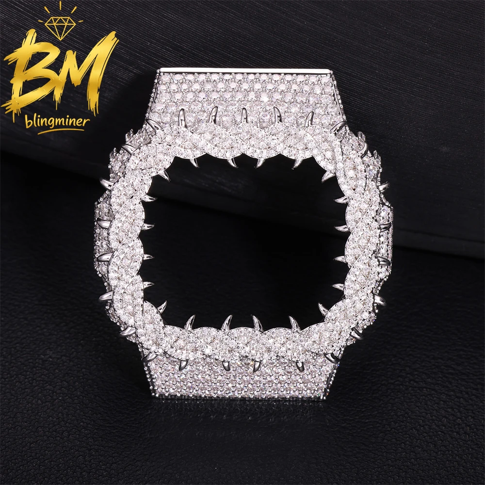 Blingminer CAS** GA2100 VVS Moissanite Watch Case  Brass Can Pass Diamonds Tester With GRA Wrist Diamonds Case Free Shipping