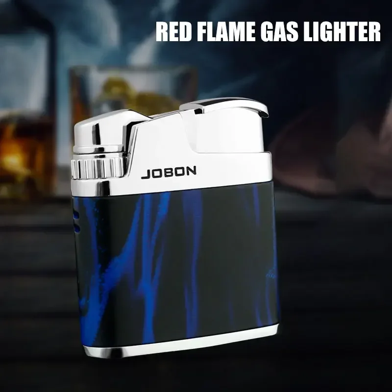 JOBON Zinc Alloy Red Flame Inflatable Lighter For Men Push to Light Adjustable Flame Size Exquisite Men's Cigarette Accessories
