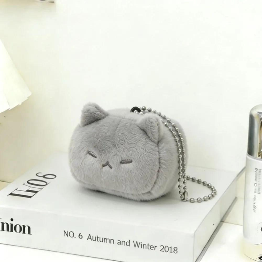 Soft Fluffy Cat Plush Keychain Plush Bead Chain Kitty Stuffed Pendant Kawaii Cartoon Design Fluffy Cat Bag Charm Birthday Gift view 4