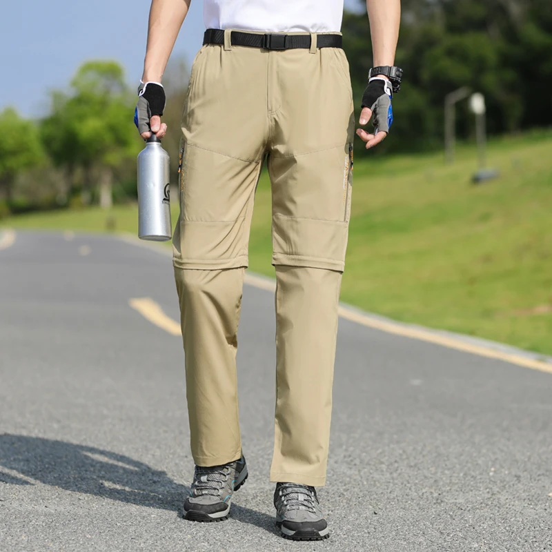 المشي لمسافات طويلة في الهواء الطلق للرجال يمكن أن خلع السراويل دونات مقاوم للماء أزياء وسيم كلاسيكي متعدد التطابقات نسيج متين مريح