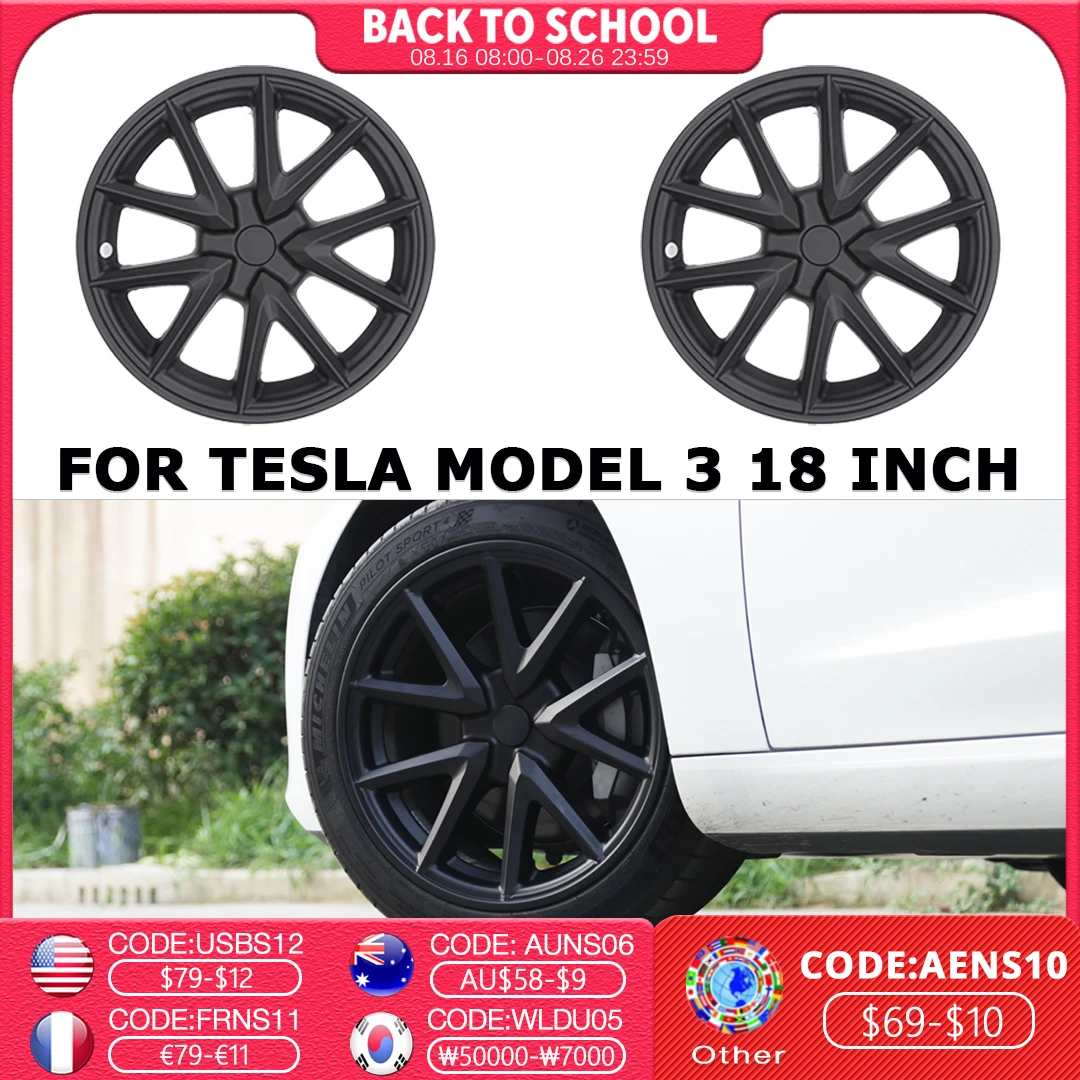 4PCS Car Wheel Cover 18 Inch Performance Replacement Hub Cap Automobile Tires Hubcap Accessories for Tesla Model 3 2016-2023