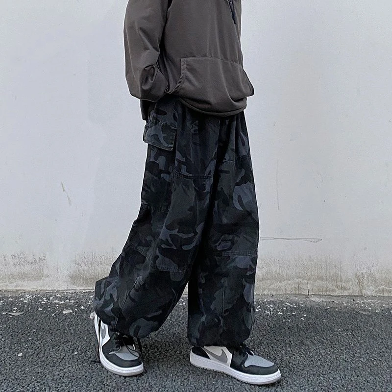 

Мужские повседневные брюки, брюки в стиле ретро, камуфляжные брюки с широкими штанинами, женские уличные прямые свободные брюки в стиле хип-хоп