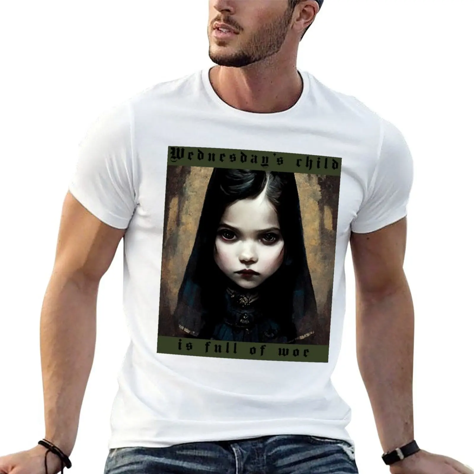

Wednesday's child is full of woe T-Shirt printed t shirts for man t shirts for man cotton funny t shirts designer T-shirt