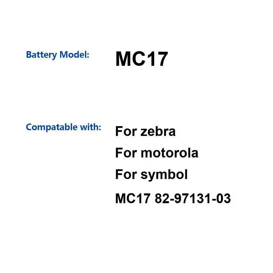 

Для Zebra Symbol Motorola MC17 82-97131-03 Портативный клеммный аккумулятор высокой емкости 2400 мАч