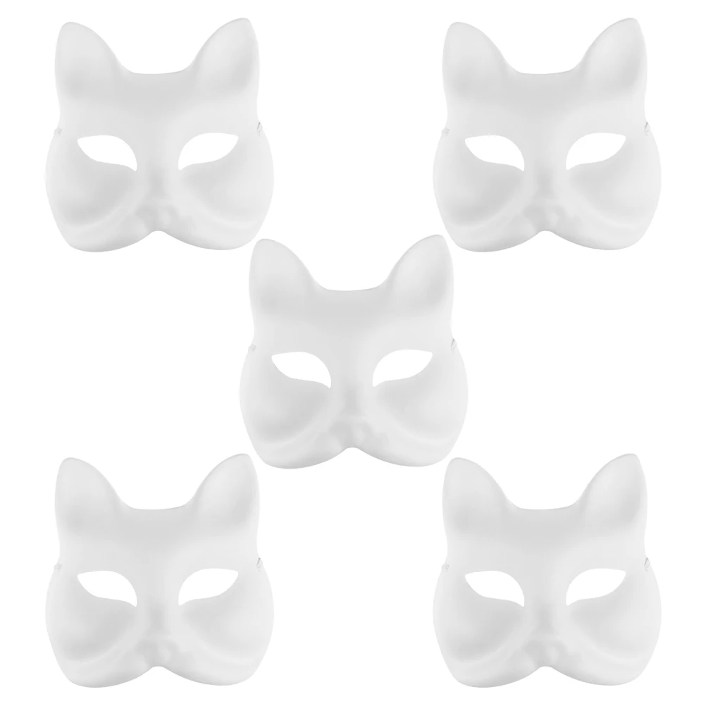 

5 Pcs Hand Painted Pulp Masks Fox Blank Painting Prom Masquerade Diy Paper Animal to Decorate
