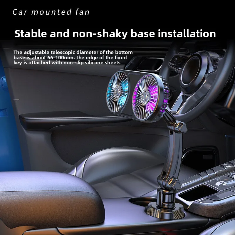 

Car Water Cup Holder 12V24V Car Fan Multi-function Cup Holder Creative Fan Silent USB Electric Fan Universal