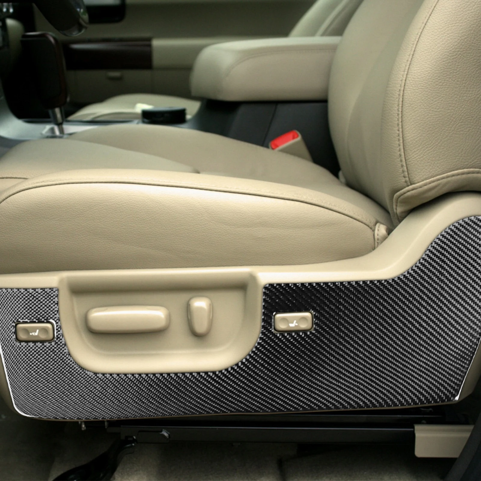 for Tundra for Sequoia 2007-2013 Front Seat Side Panel Decorative Trim Sticker Carbon Fiber Car Interior Mouldings Accessories