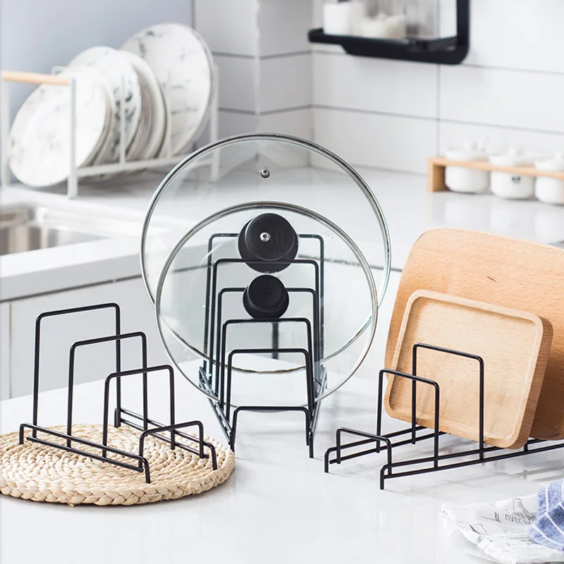 Eisen Kunst Rack Regal Multi Schicht Platzsparende Organizer Schneiden Bord Topf Deckel Platten Ständer Halter Lagerung Für Küche Home Decor