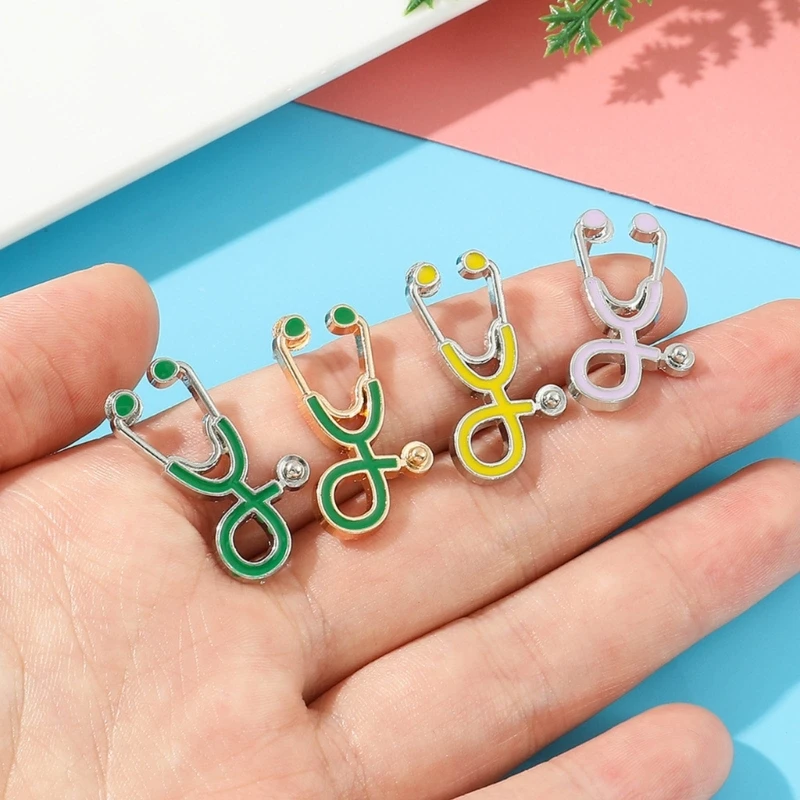 15pcs Stethoscope Pin Nurse Brooch Doctor Student Badges Jewelry Enamel Pins Backpack Safety Pin for Unisex