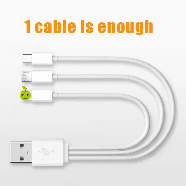 【Szybka wysyłka】 Krótki kabel USB 3 w 1 0,22 M/1 M Kabel do szybkiego ładowania kompatybilny z kablem ładowarki do telefonu Micro USB/iPhone/Type C