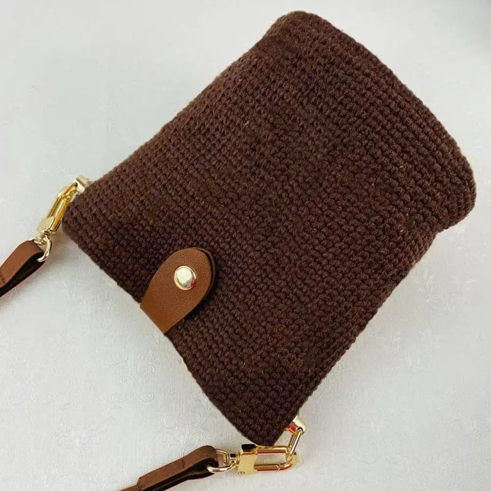 6 pezzi di borse in pelle PU fatte a mano lavorate a maglia accessori borsa tracolla inferiore set di borse in tessuto hardware per borse all'uncinetto fai da te