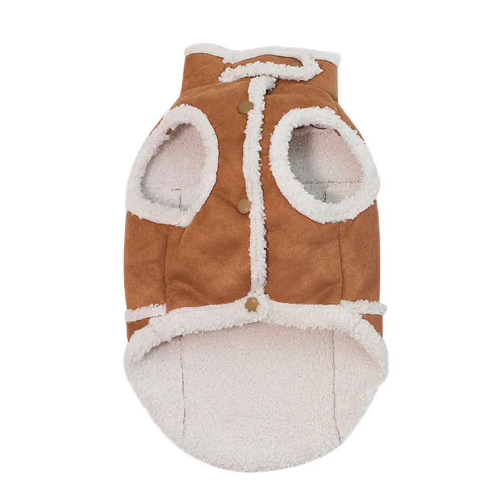 

Зимняя теплая куртка для собак из замши в английском стиле, коричневая, размер L, праздничная одежда для собак, удобная теплая одежда для питомцев