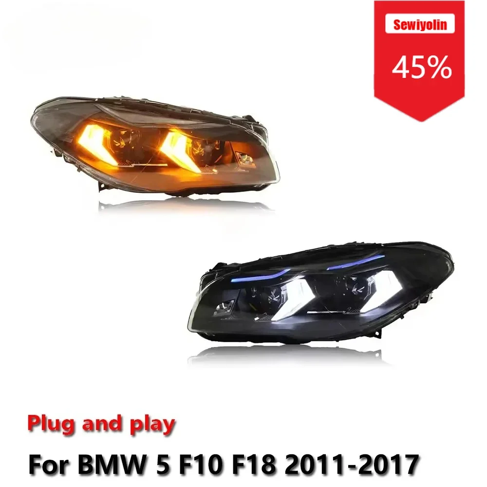 

Sewiyolin автомобильные светодиодные фары в сборе для BMW 5 F10 F18 2011-2017 авто противотуманные фары DRL тормозной указатель поворота Plug and Play