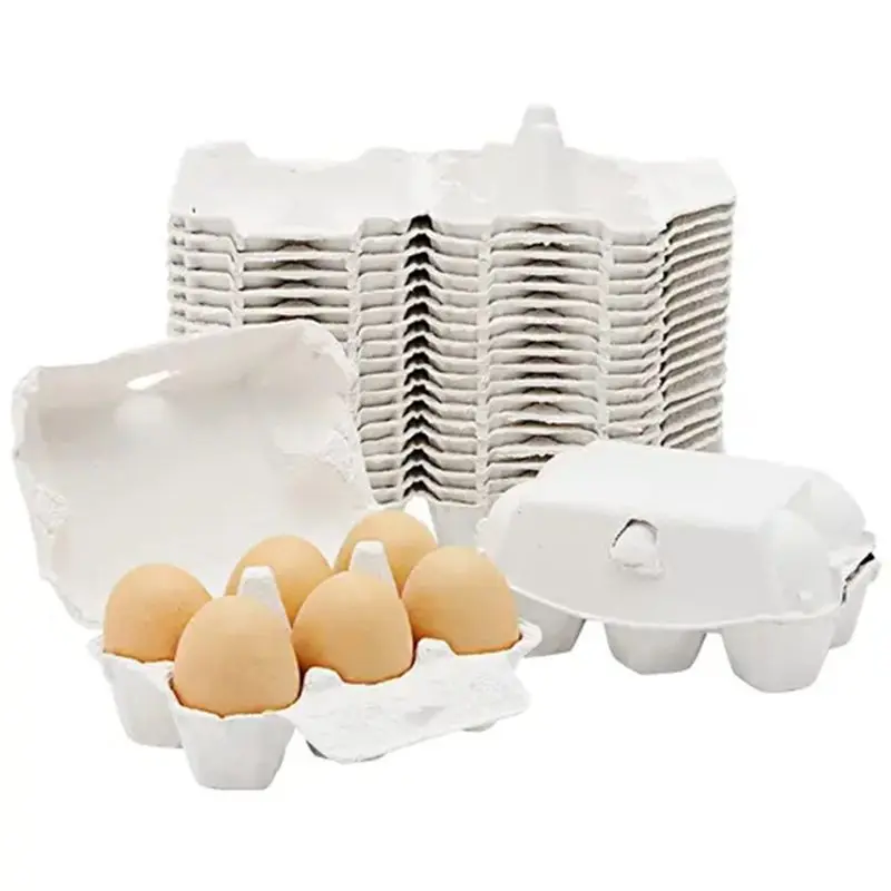 ABUH-Paper Egg Cartons For Chicken Eggs Pulp Fiber Holder Bulk Holds 6 Count Eggs Farm Market Travel