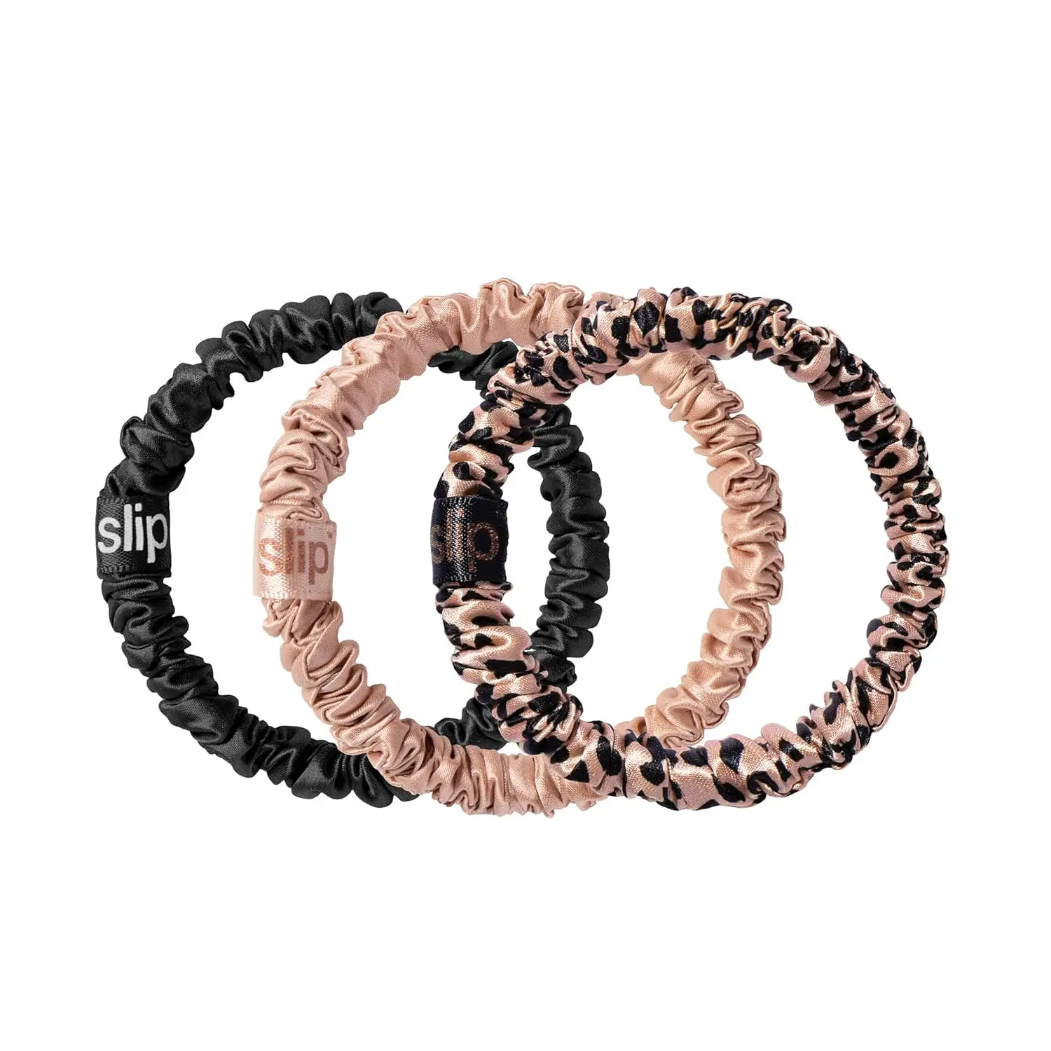 

Эксклюзивные тонкие резинки для волос: дизайн Slipsilk, предотвращающий складывание и ломкость, защищает нежные волосы.